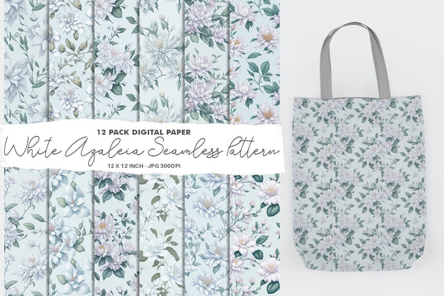 Digital Paper White azalea Seamless Pattern Digital Pattern artnoy 