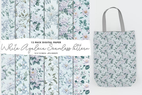 Digital Paper White azalea Seamless Pattern Digital Pattern artnoy 