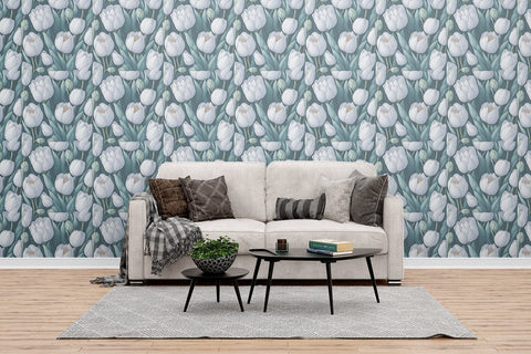 Digital Paper White tulips Flower Seamless Pattern Digital Pattern artnoy 