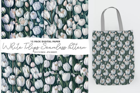 Digital Paper White tulips Flower Seamless Pattern Digital Pattern artnoy 