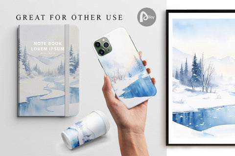 Digital Paper Winter Landscape Digital Pattern artnoy 