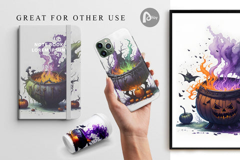 Digital Paper Witch's Cauldron Halloween Digital Pattern artnoy 