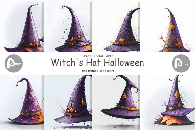 Digital Paper Witch's Hat Halloween Digital Pattern artnoy 