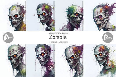 Digital Paper Zombie Girls With Flower Digital Pattern artnoy 