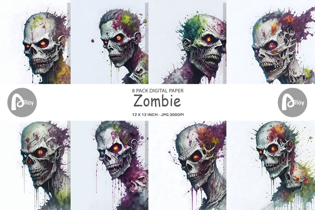 Digital Paper Zombie Girls With Flower Digital Pattern artnoy 