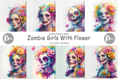 Digital Paper Zombie Halloween Digital Pattern artnoy 