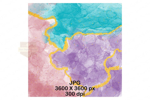 Digital Papers - Alcohol Ink and Gold Glitter Background Set Digital Pattern SineDigitalDesign 