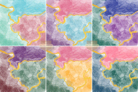 Digital Papers - Alcohol Ink and Gold Glitter Background Set Digital Pattern SineDigitalDesign 