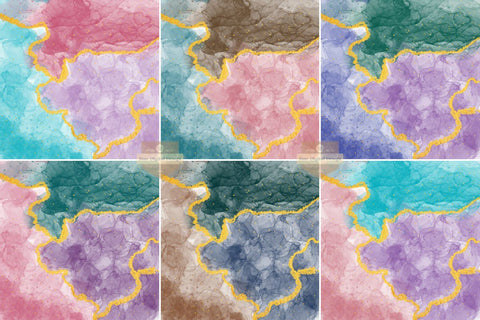 Digital Papers - Alcohol Ink and Gold Glitter Background Set Digital Pattern SineDigitalDesign 