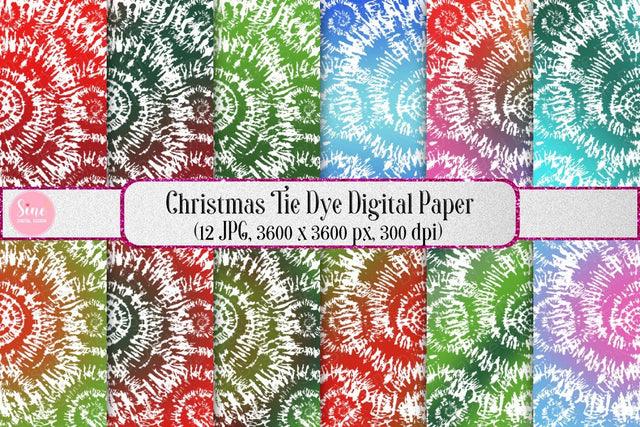 Digital Papers - Christmas Tie Dye Backgrounds Set Digital Pattern SineDigitalDesign 