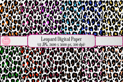Digital Papers - Leopard Cheetah Background Set Digital Pattern SineDigitalDesign 