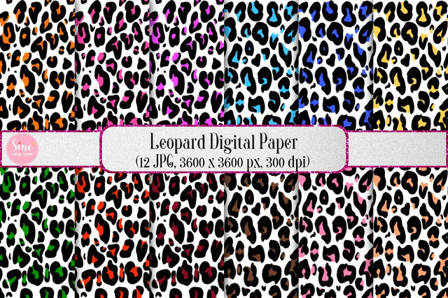 Digital Papers - Leopard Cheetah Background Set Digital Pattern SineDigitalDesign 