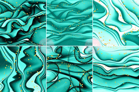 Digital Papers - Turquoise Ink Glitter Backgrounds Pack Digital Pattern SineDigitalDesign 