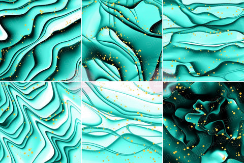 Digital Papers - Turquoise Ink Glitter Backgrounds Pack Digital Pattern SineDigitalDesign 