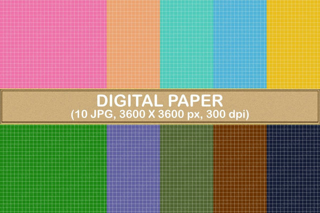 Digital Papers White Grid and Color Backgrounds Digital Pattern SineDigitalDesign 