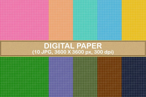 Digital Papers White Grid and Color Backgrounds Digital Pattern SineDigitalDesign 