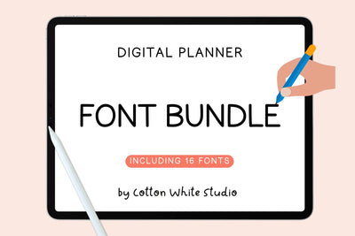 Digital Planner Font Bundle Font Cotton White Studio 
