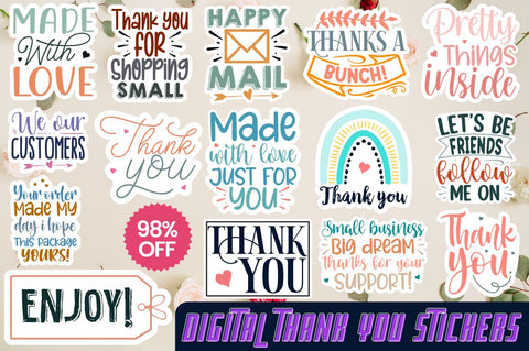 Digital Thank you Stickers SVG Designangry 