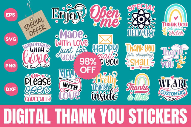 Digital Thank you Stickers SVG Designangry 