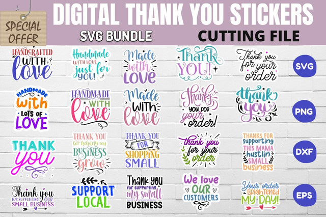 Digital Thank you Stickers SVG Designangry 