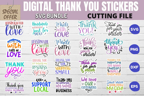 Digital Thank you Stickers SVG Designangry 
