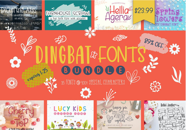 Dingbat Fonts Bundle Bundle So Fontsy Design Shop 