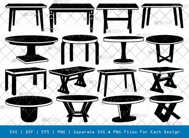 Dining Table Silhouette, Dining Table SVG, Table Svg, Living Room Table, Furniture Svg, Dining Table Bundle, SB00843 SVG ETC Craft 