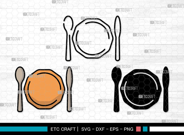 Dinner Plate Icons Color, Dinner Plate Svg, Plate Svg, Dinner Plates, Kitchen Plate, Dinner Plate Bundle, Icon Bundle, Svg Cut File, Dxf, Eps, Png, SVG ETC Craft 