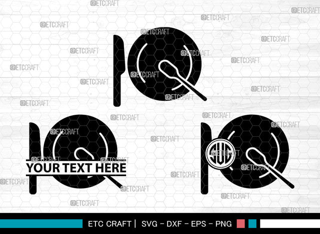 Dinner Plate Icons Monogram, Dinner Plate Svg, Plate Svg, Dinner Plates, Kitchen Plate, Dinner Plate Monogram, Icon Monogram, Svg Cut File, Dxf, Eps, Png, SVG ETC Craft 