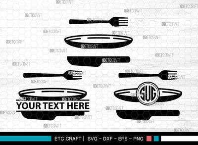Dinner Plate Icons Monogram, Dinner Plate Svg, Plate Svg, Dinner Plates, Kitchen Plate, Dinner Plate Monogram, Icon Monogram, Svg Cut File, Dxf, Eps, Png, SVG ETC Craft 