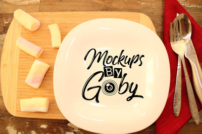 DINNER TABLE MOCKUP - Plate Mockup - Scene Creator Mockup - Napkin Mockup - Placemat Mockup - Kitchen Set Mockup Mock Up Photo ArtStudio 