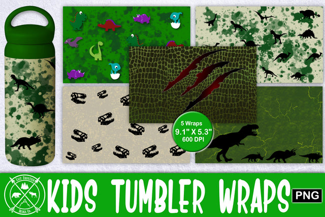 Dino Kids Tumbler Wrap Bundle|Kids 12oz Tumbler Sublimation Last Frontier Design Co. 