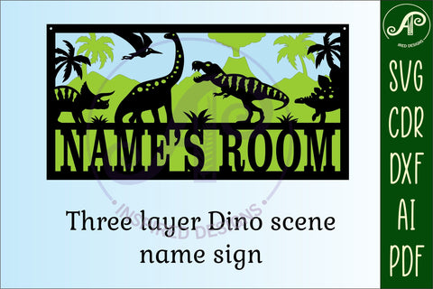 Dino Scene 3 Layer Name Sign SVG File SVG APInspireddesigns 