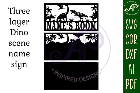 Dino Scene 3 Layer Name Sign SVG File SVG APInspireddesigns 