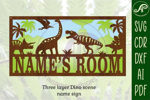 Dino Scene 3 Layer Name Sign SVG File SVG APInspireddesigns 