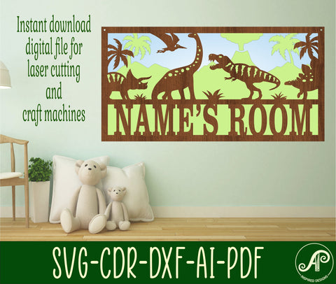 Dino Scene 3 Layer Name Sign SVG File SVG APInspireddesigns 