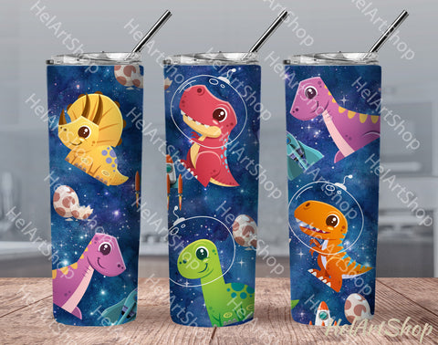 Dino Tumbler PNG, Kids SKINNY TUMBLER Png Sublimation _HelArtShop_ 