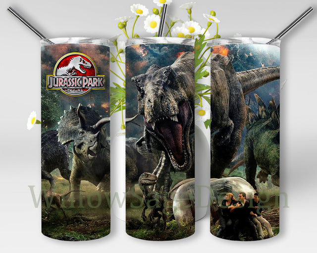 Dinosaur 20oz Skinny Tumbler, Jurassic Park Tumbler Design, Dino Tumbler Wrap, Jurassic World Sublimation Design, Dinosaur Design Png, Instant Download Sublimation WillowSageDesign 