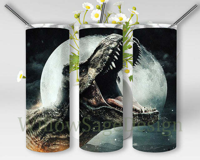 Dinosaur 20oz Skinny Tumbler, Jurassic Park Tumbler Png, Prehistoric Animals Tumbler Design, Instant Download Sublimation WillowSageDesign 