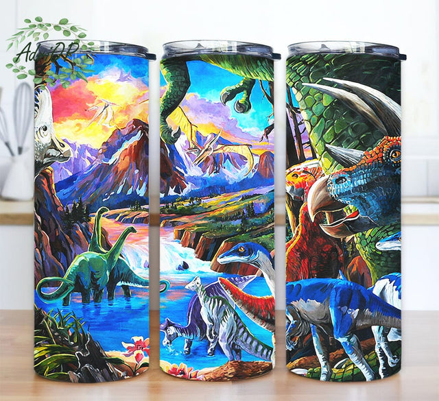 Dinosaur 20oz Skinny Tumbler Png, Dinosaur Png, Hand Drawn Dinosaur Png, Animal Tumler Png, Western Tumbler Png, Seamless Tumbler Sublimation Design Sublimation AdriOP 