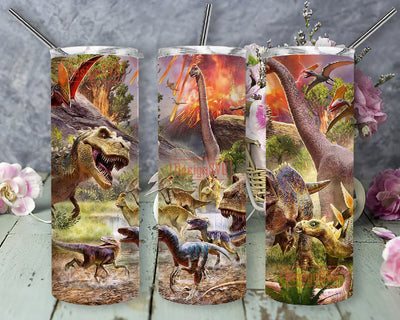Dinosaur 20oz Skinny Tumbler Sublimation Designs, Dinosaur Tumbler PNG, Dinosaur PNG Sublimation DesignSVG 