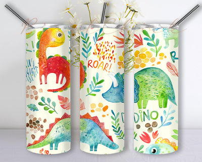 Dinosaur 20oz Skinny Tumbler Sublimation Designs for Straight, Tapered Tumbler Design, PNG Digital Download Sublimation PixelChick 