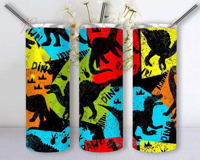 Dinosaur 20oz Skinny Tumbler Sublimation Designs for Straight/Tapered Tumbler Design - PNG Digital Download Sublimation PixelChick 