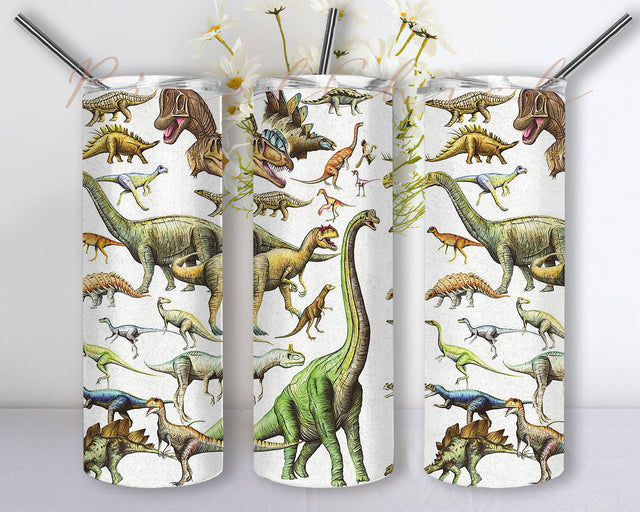 Dinosaur 20oz Skinny Tumbler Sublimation Designs for Straight/Tapered Tumbler Design - PNG Digital Download Sublimation PixelChick 