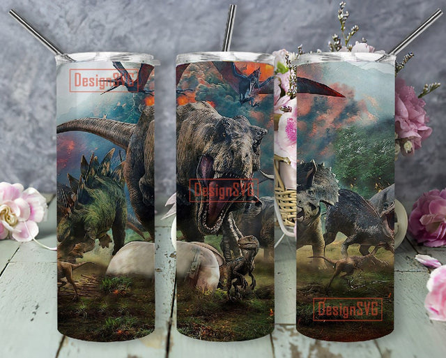 Dinosaur 20oz Skinny Tumbler Sublimation Designs for Straight,Tapered Tumbler Design Sublimation DesignSVG 
