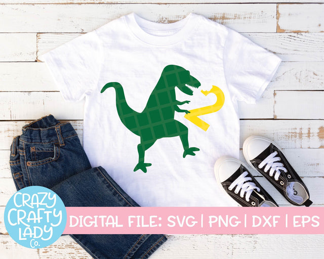 Dinosaur 2nd Birthday SVG Crazy Crafty Lady Co. 
