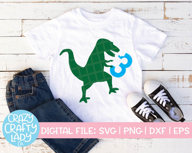 Dinosaur 3rd Birthday SVG Crazy Crafty Lady Co. 