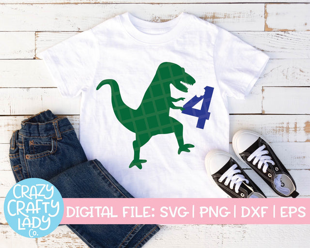 Dinosaur 4th Birthday SVG Crazy Crafty Lady Co. 