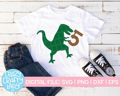 Dinosaur 5th Birthday SVG Crazy Crafty Lady Co. 