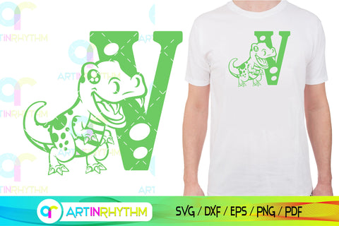 Dinosaur Alphabet letter V svg SVG Artinrhythm shop 